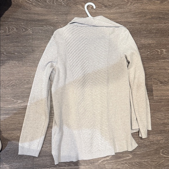 Cyrus Open-Front Cream Ribbed Knit Cardigan - Picture 3 of 3